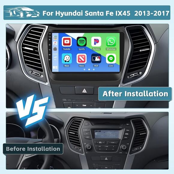 64GB For Hyundai IX45 Santa Fe 2013-2018 Car Stereo GPS Radio Android 13 Carlpay - Picture 2 of 10